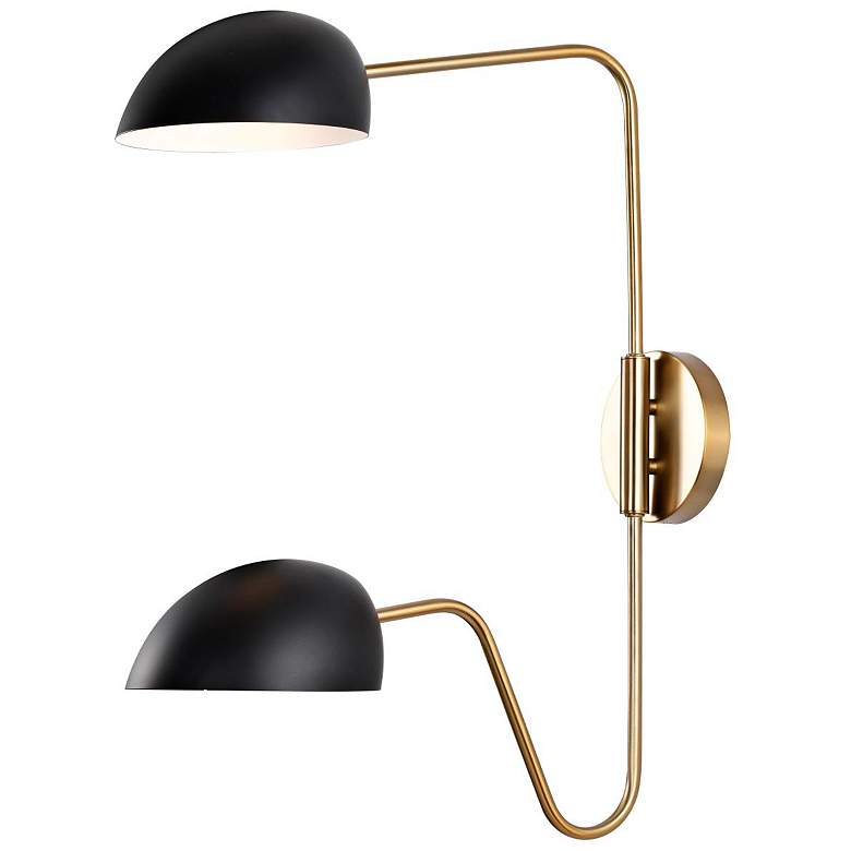 Image 7 Trilby 26"H Burnished Brass Matte Black 2-Light Wall Sconce more views