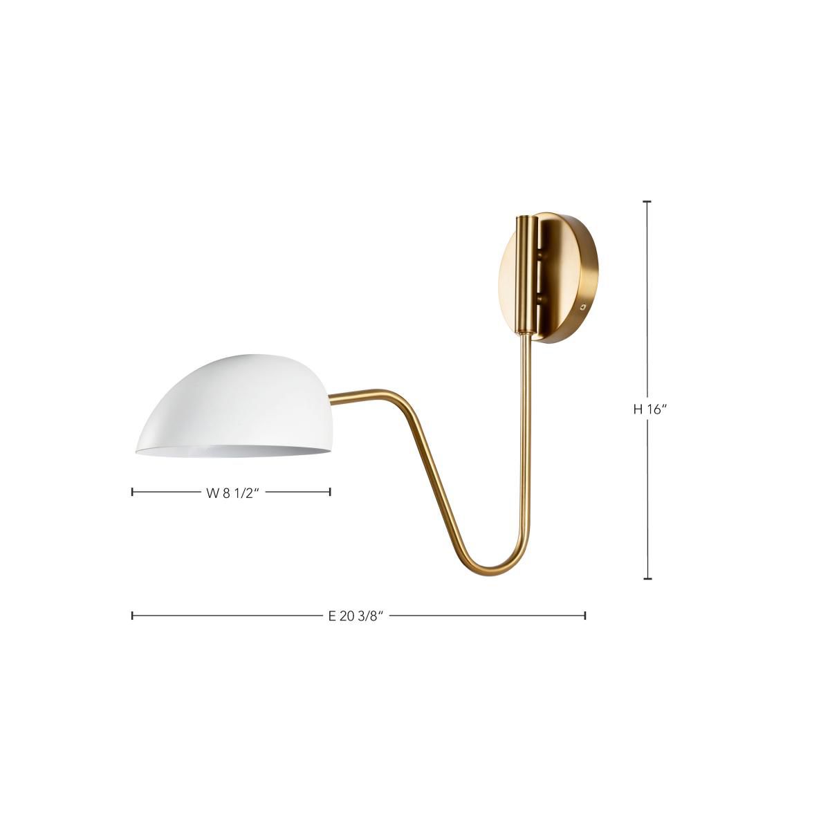 Trilby 7 1/2"W Burnished Brass and Matte White Wall Sconce