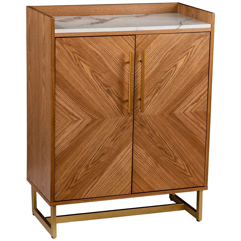 Image 2 Trilken 28"W Brown Wood 2-Door Bar Cabinet with Wine Storage