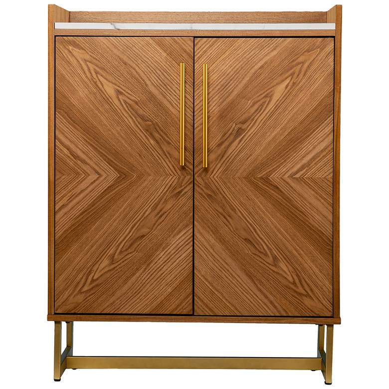 Image 4 Trilken 28"W Brown Wood 2-Door Bar Cabinet with Wine Storage more views