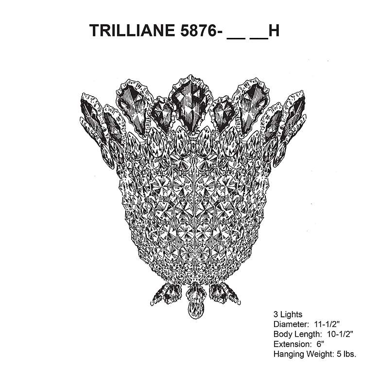 Image 4 Trilliane 10.5"H x 11.5"W 3-Light Crystal Wall Sconce in Silver more views