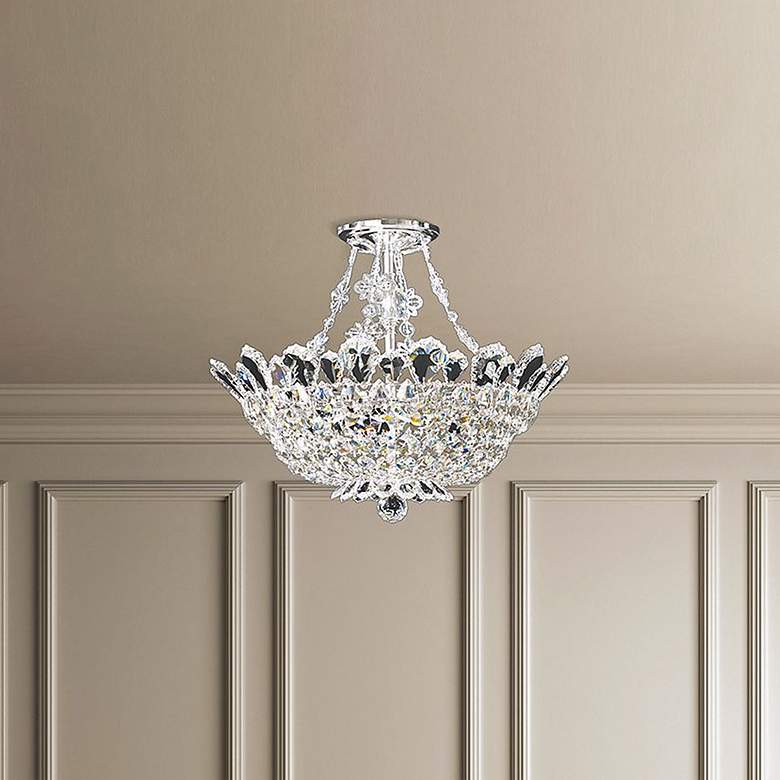 Image 1 Trilliane 15"H x 19"W 8-Light Crystal Semi-Flush Mount in Silver