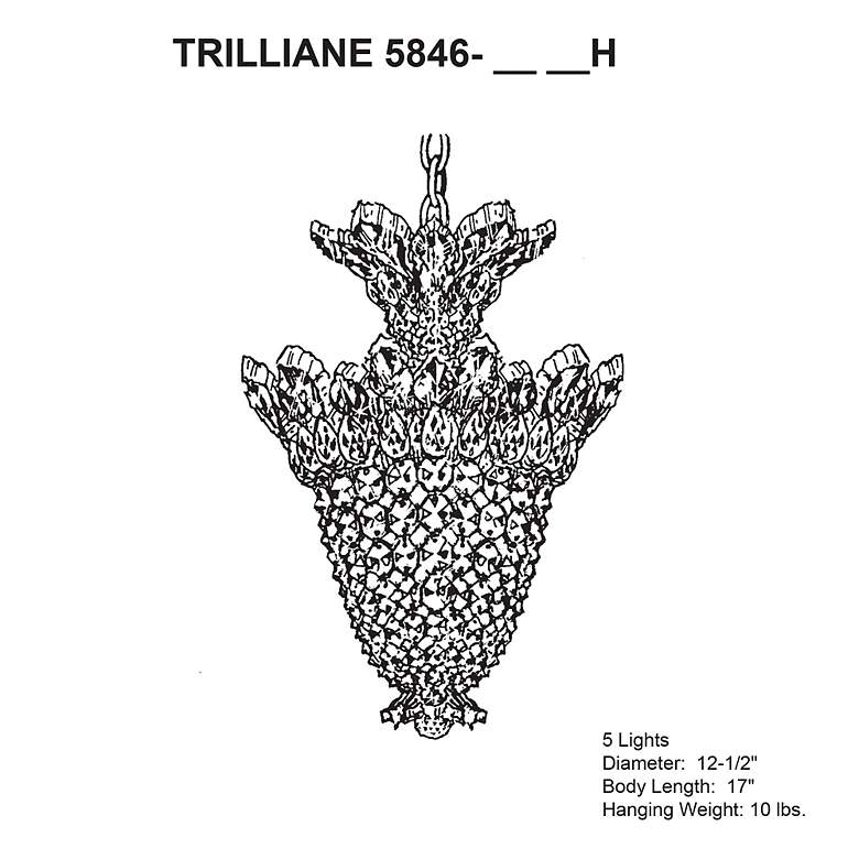 Image 4 Trilliane 17"H x 12.5"W 5-Light Crystal Chandelier in Silver more views