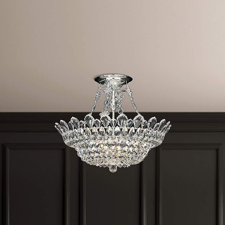 Image 1 Trilliane 19"H x 24"W 10-Light Crystal Semi-Flush Mount in Silver