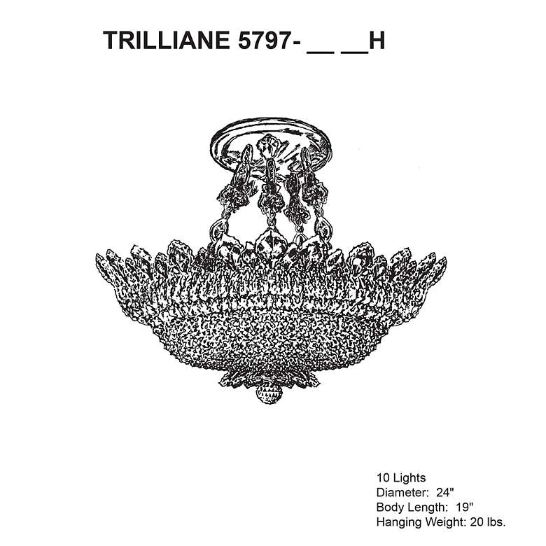Image 5 Trilliane 19"H x 24"W 10-Light Crystal Semi-Flush Mount in Silver more views