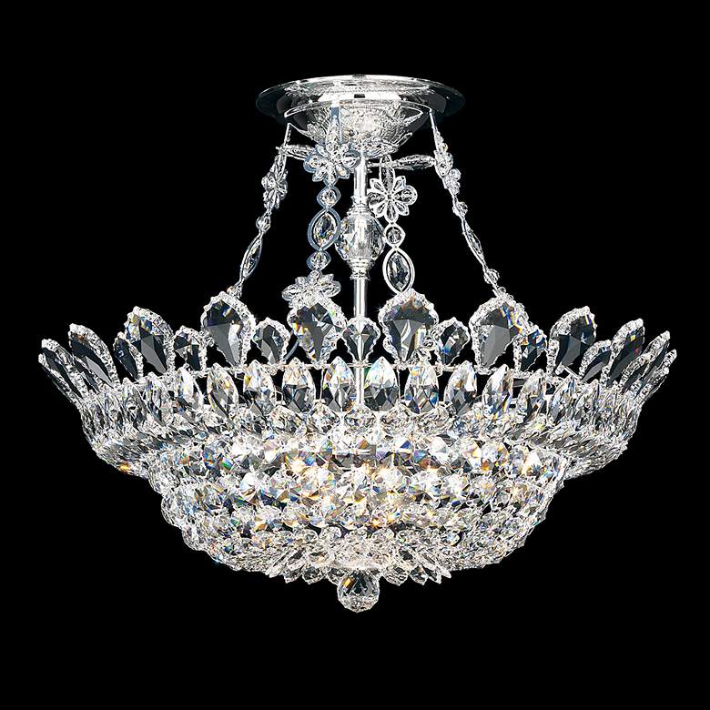 Image 2 Trilliane 24" Wide Polished Silver Clear Crystal 10-Lt Semi-Flush Mt