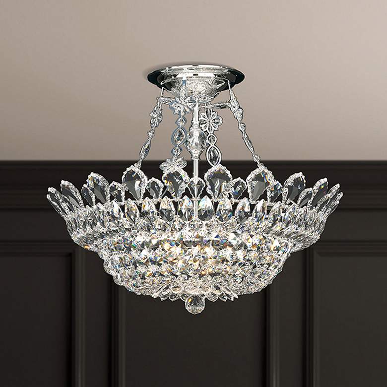 Image 1 Trilliane 24" Wide Polished Silver Clear Crystal 10-Lt Semi-Flush Mt