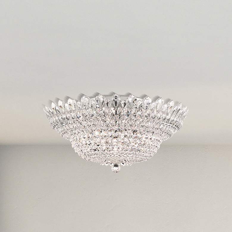 Image 1 Trilliane 33" Wide Polished Silver Clear Crystal 23-Lt Flush Mt