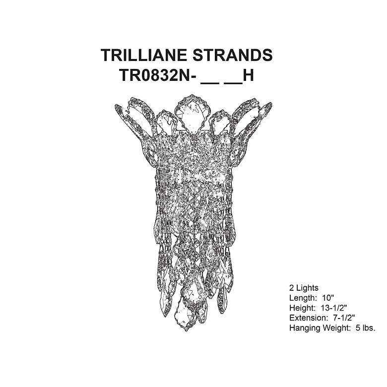 Image 4 Trilliane Strands 13.5"Hx10"W 2-Lt Crystal Wall Sconce in Pol Sta more views