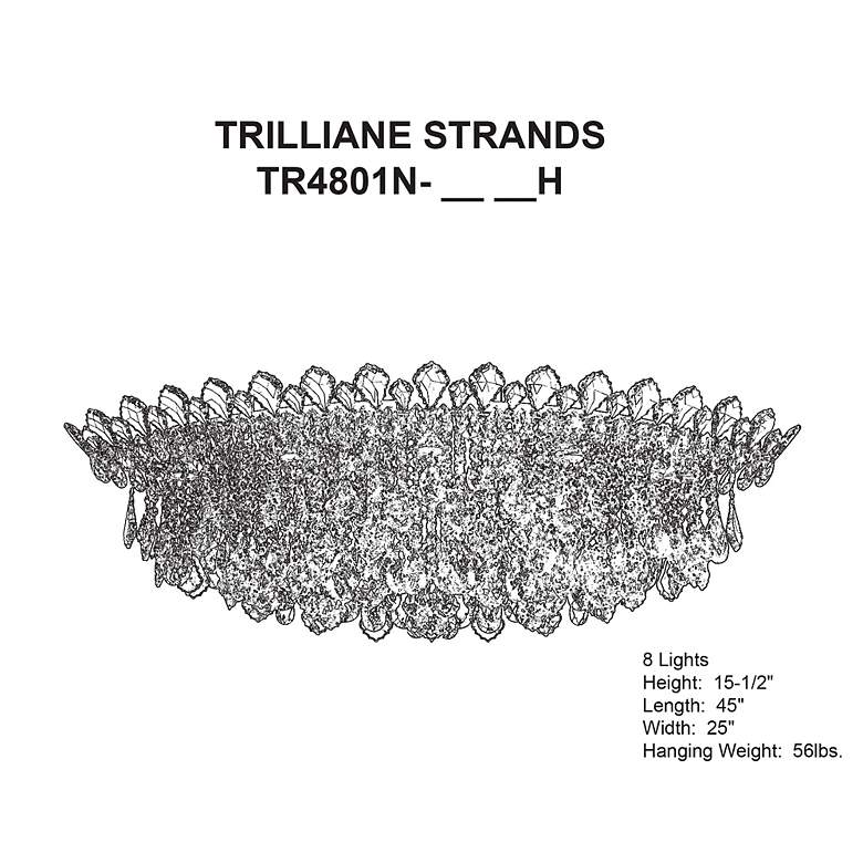Image 4 Trilliane Strands 15.5"H x 45"W 8-Lt Crystal Flush in Pol Stainle more views
