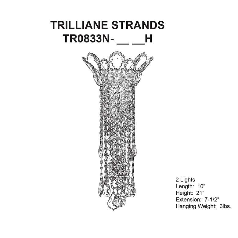 Image 3 Trilliane Strands 21"H x 10"W 2-Lt Crystal Wall Sconce in Pol Sta more views