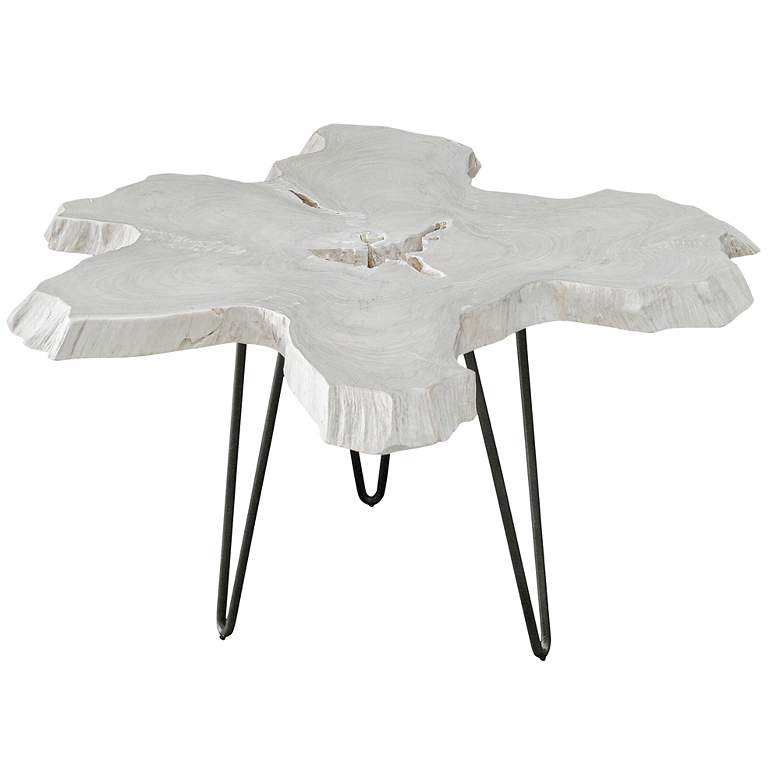 Image 3 Trillium 38" Wide Bleached Natural Teak Wood Coffee Table more views