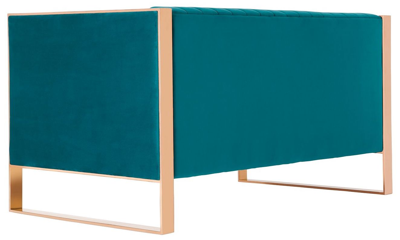 Image 6 Trillium 57.48 in. Aqua Blue and Gold Velvet 2-Seater Loveseat more views