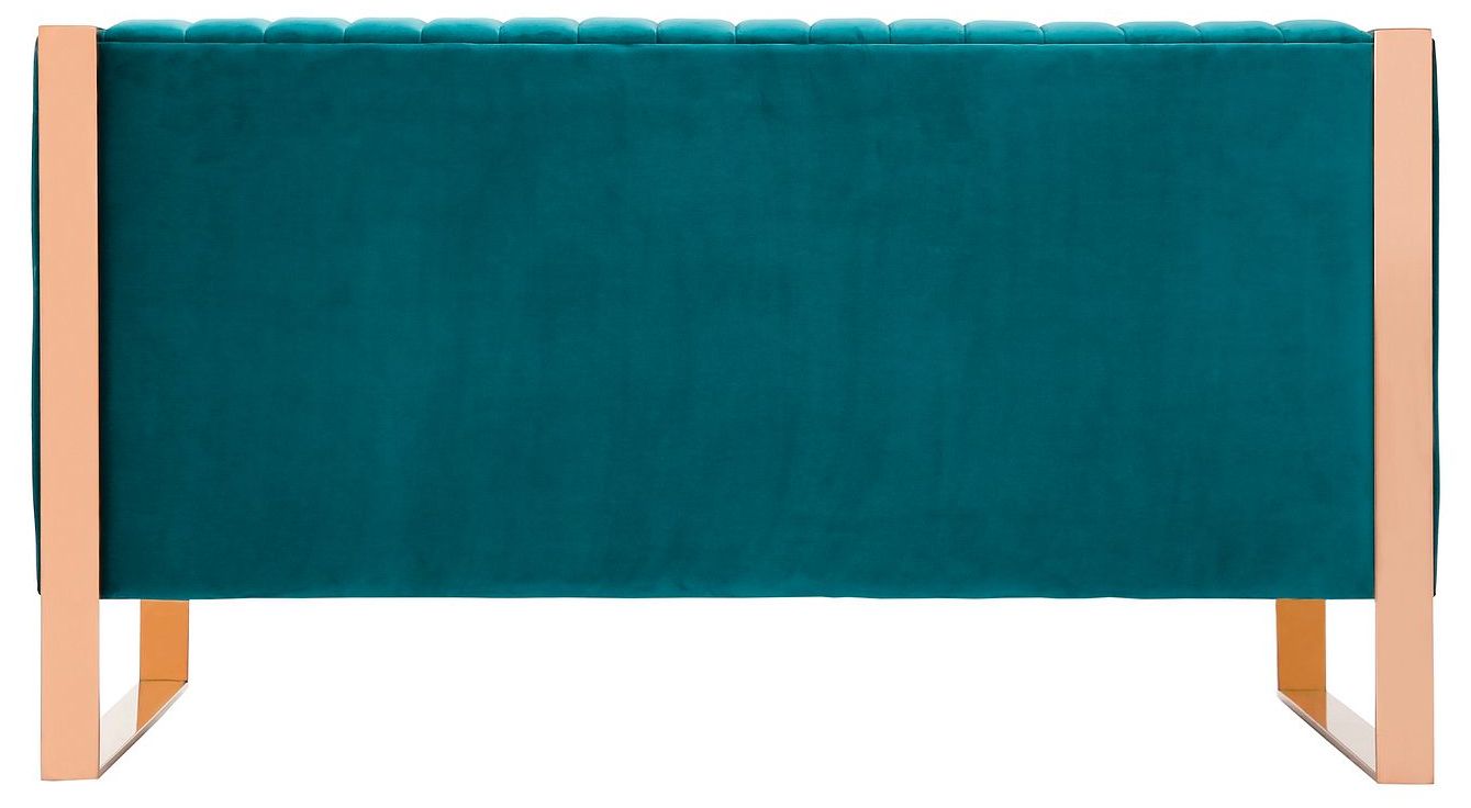 Image 7 Trillium 57.48 in. Aqua Blue and Gold Velvet 2-Seater Loveseat more views