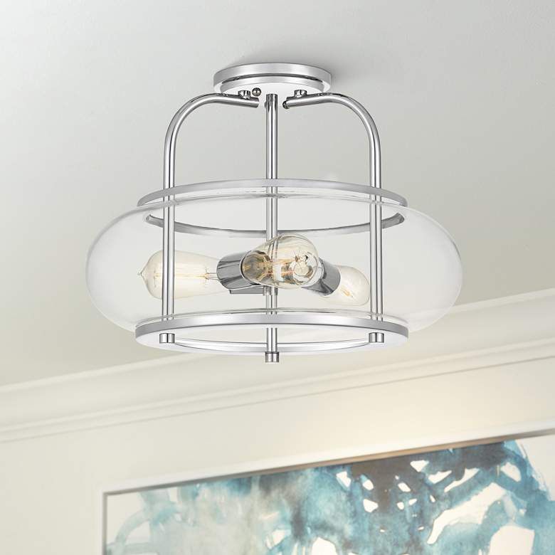 Image 1 Trilogy 16"W Polished Chrome Semi-Flushmount Ceiling Light