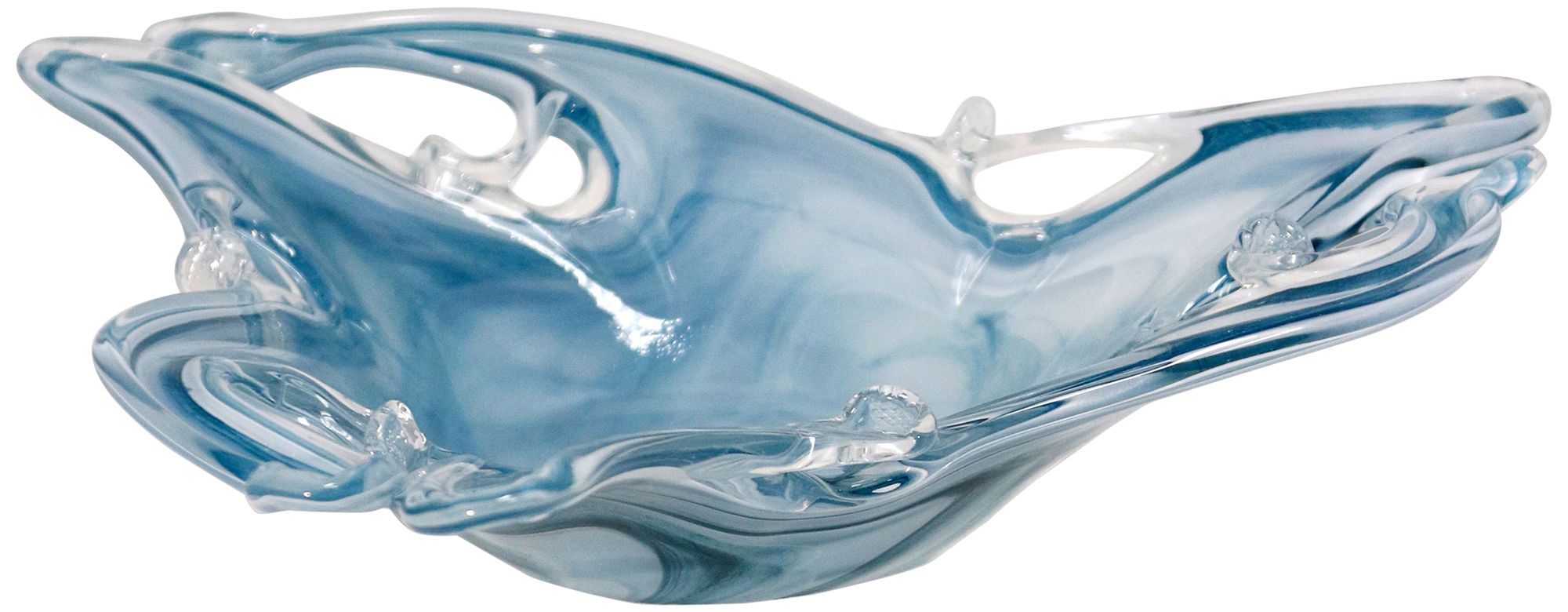 Trilogy Centerpiece Sky Blue Murano Glass Centerpiece 270C3
