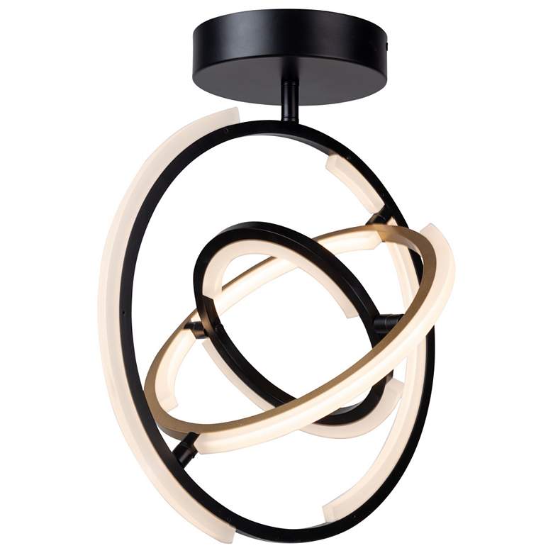 Image 1 Trilogy Collection Integrated LED Semi-Flush Mount, Black &#38; Brass