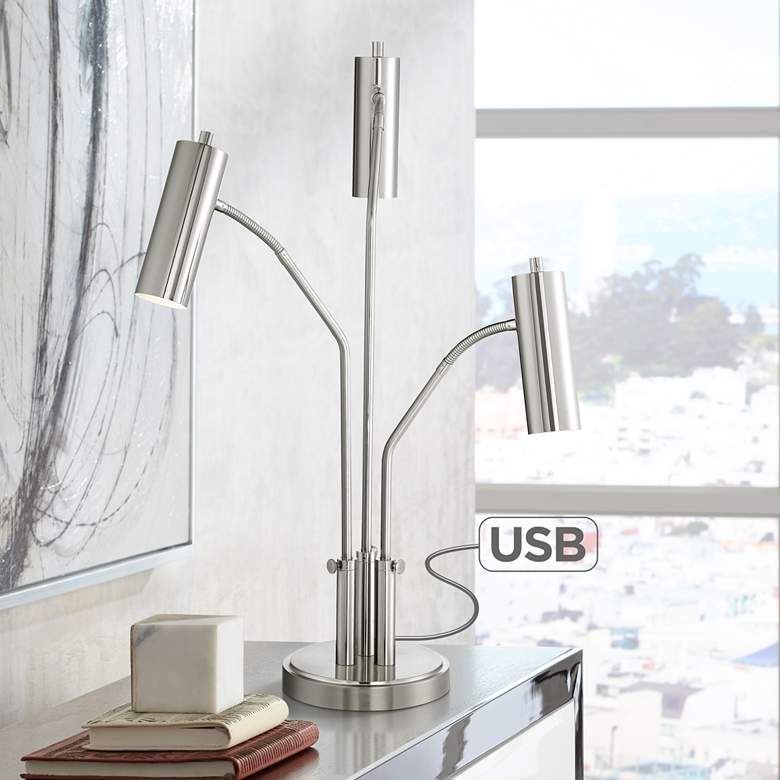Image 1 Trilogy Gooseneck 3-Light LED Desk Lamp with USB Port