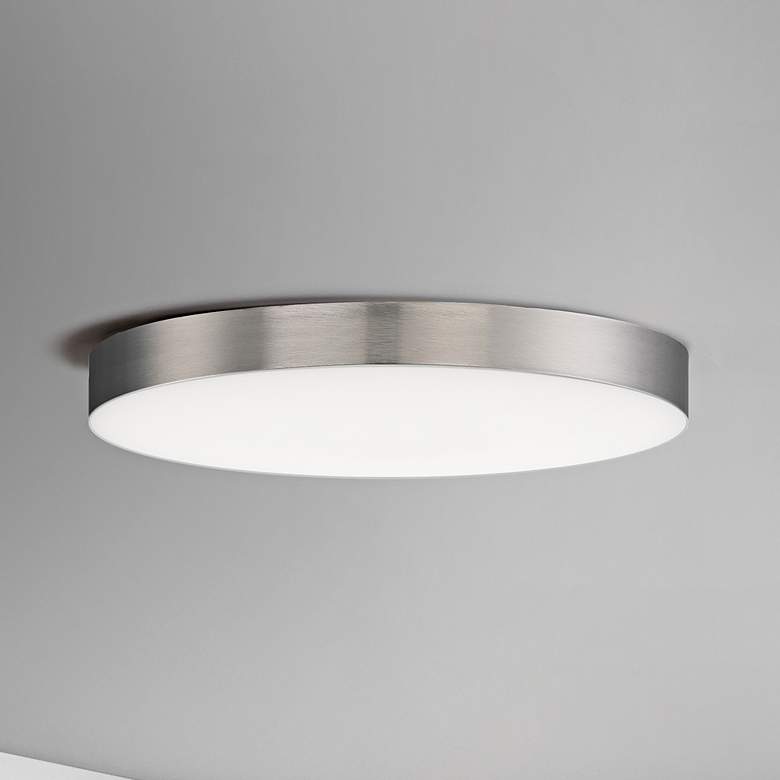 Image 2 Trim 1 Light 7" Wide Satin Nickel Flush Mount Light