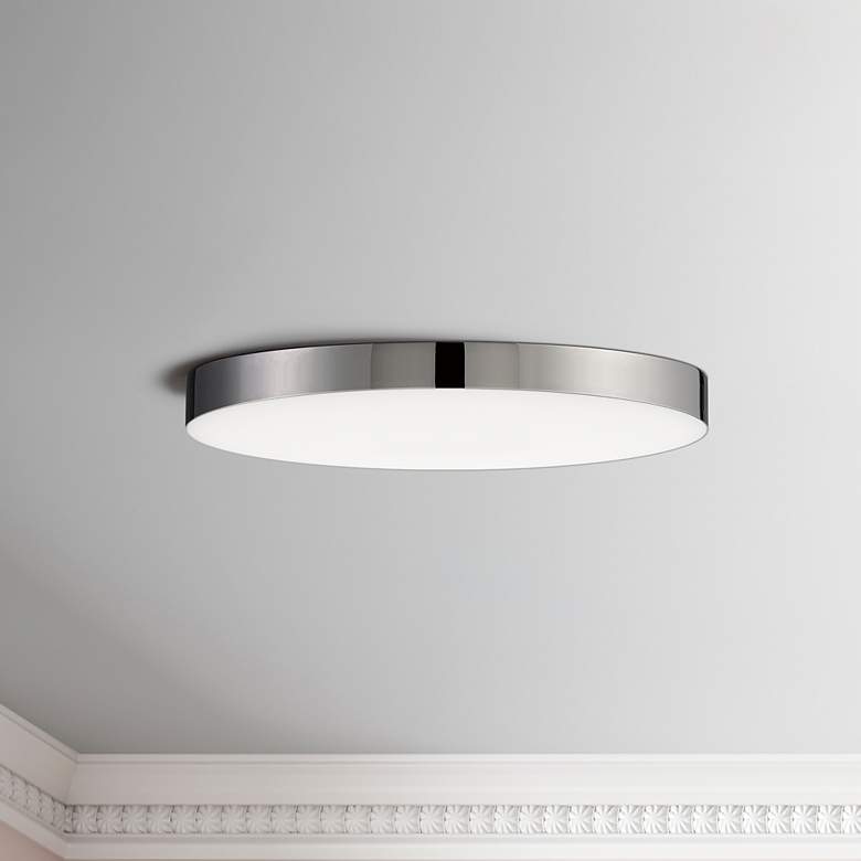 Image 1 Trim 1-Light 9" Wide Polished Chrome Flush Mount Light