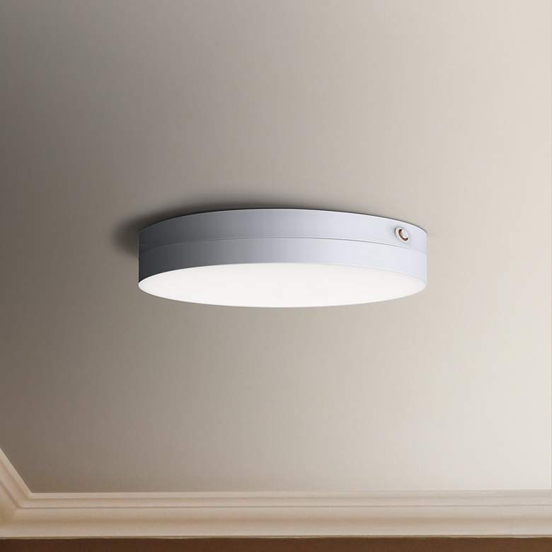 Image 1 Trim 7" Wide White Round LED Ceiling Light w/ EM Back Up
