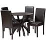 2_Trine Espresso Brown Faux Leather Wood 5-Piece Dining Set