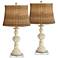 Trinidad Antique White Table Lamps With 7" Square Risers