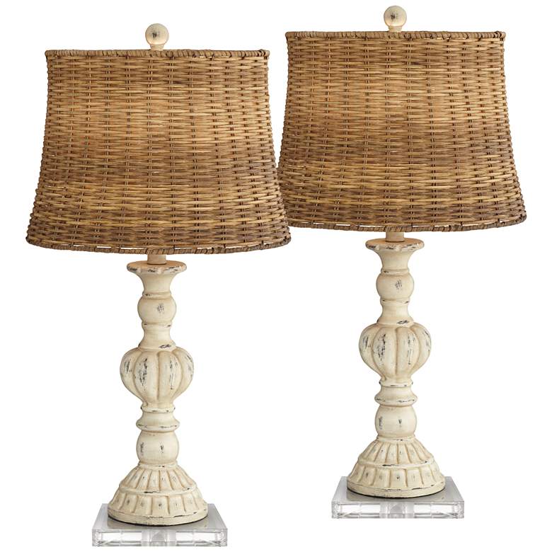 Image 1 Trinidad Antique White Table Lamps With 7 inch Square Risers
