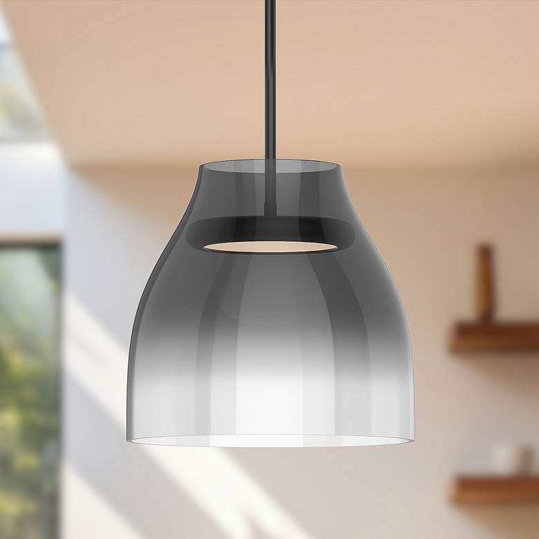 Image 1 Trinity 11 1/2" Wide Black LED Mini Pendant w/ Smoke Glass