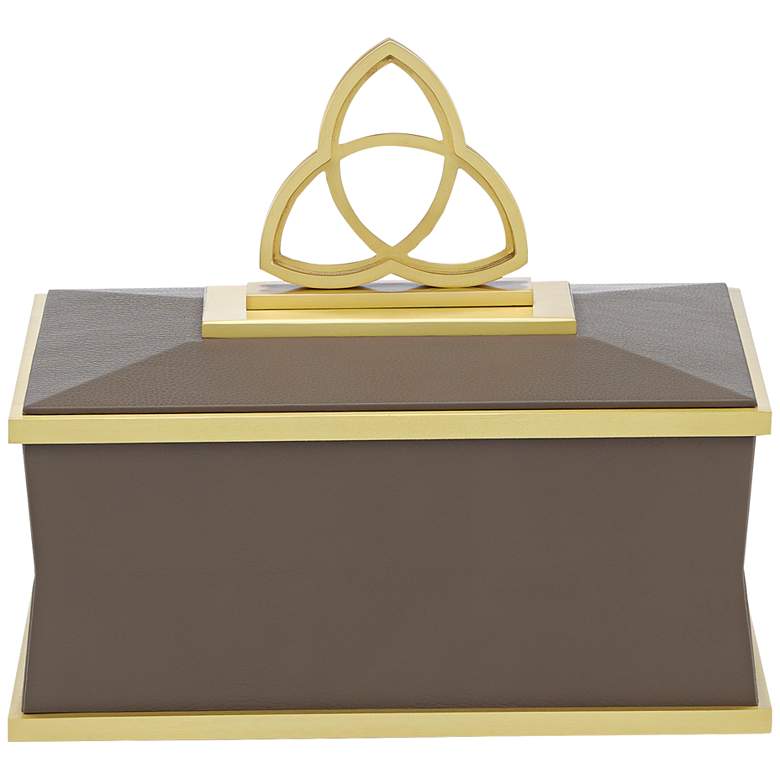 Image 1 Trinity 11 1/2" Wide Taupe and Brushed Brass Decorative Box