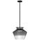 Trinity 13 1/4"W Black LED Pendant Light with Smoked Glass