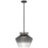 Trinity 13 1/4"W Black LED Pendant Light with Smoked Glass