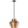 2_Trinity 13" Wide Black LED Pendant Light with Copper Glass