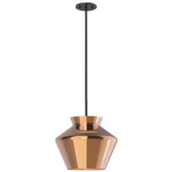 Trinity 13" Wide Black LED Pendant Light with Copper Glass