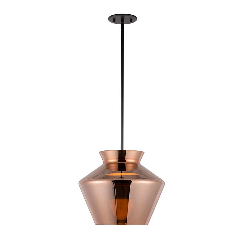 Image 3 Trinity 13" Wide Black LED Pendant Light with Copper Glass more views