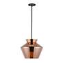 3_Trinity 13" Wide Black LED Pendant Light with Copper Glass more views