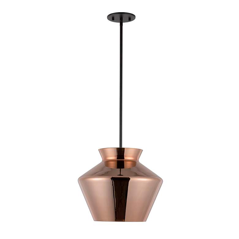 Image 4 Trinity 13" Wide Black LED Pendant Light with Copper Glass more views
