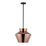 4_Trinity 13" Wide Black LED Pendant Light with Copper Glass more views