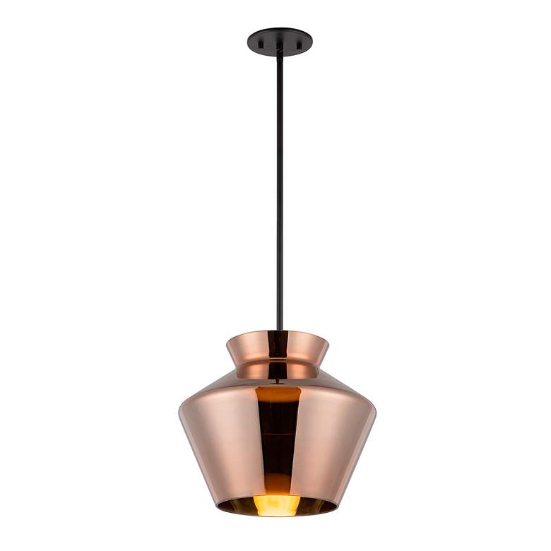 Image 5 Trinity 13" Wide Black LED Pendant Light with Copper Glass more views