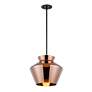 5_Trinity 13" Wide Black LED Pendant Light with Copper Glass more views