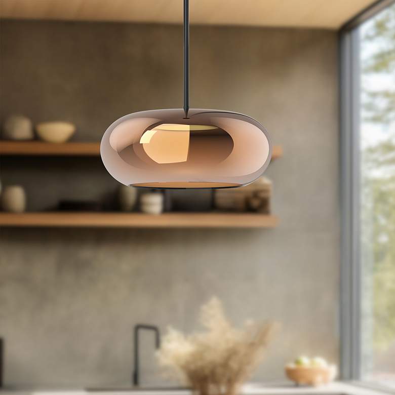 Image 3 Trinity 14 1/4" Wide Black and Copper LED Pendant Light more views
