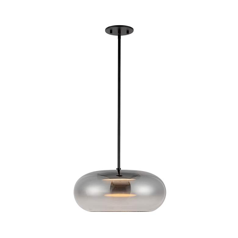 Image 5 Trinity 14 1/4"W Black and Smoked Glass LED Pendant Light more views