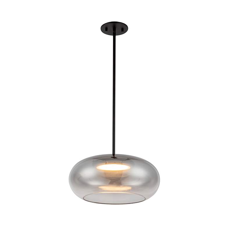 Image 7 Trinity 14 1/4"W Black and Smoked Glass LED Pendant Light more views