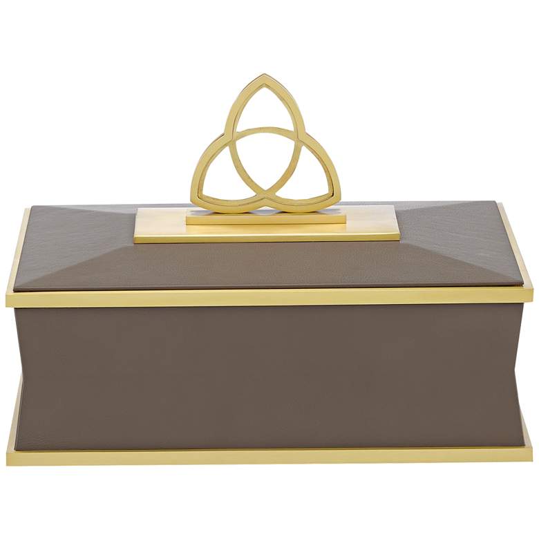 Image 1 Trinity 14 inch Wide Taupe and Brushed Brass Decorative Box