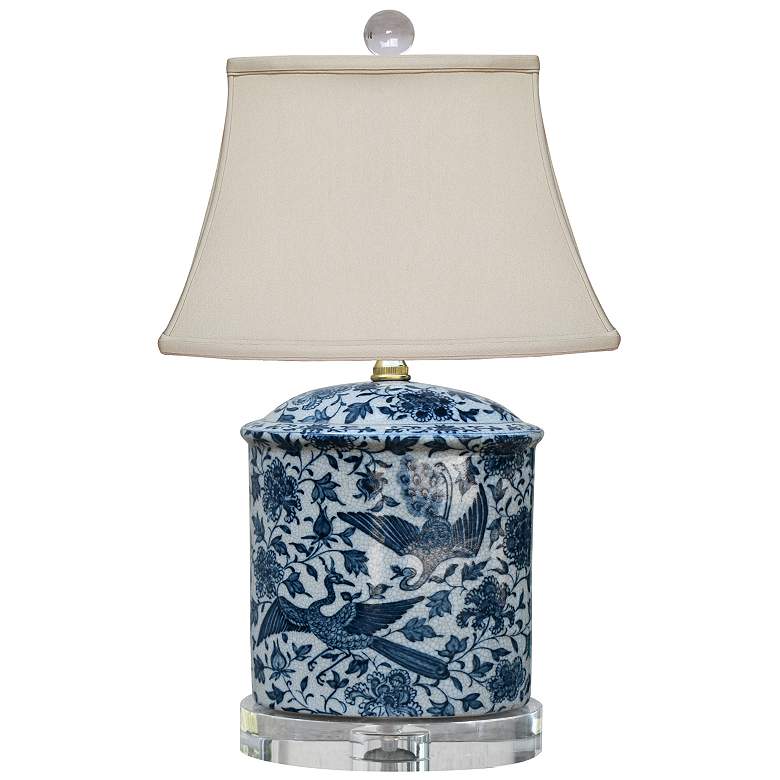 Image 1 Trinity 19 1/2"H Blue and White Phoenix Bird Jar Table Lamp