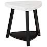 1_Trinity 24" Wide White Marble and Black Wood End Table