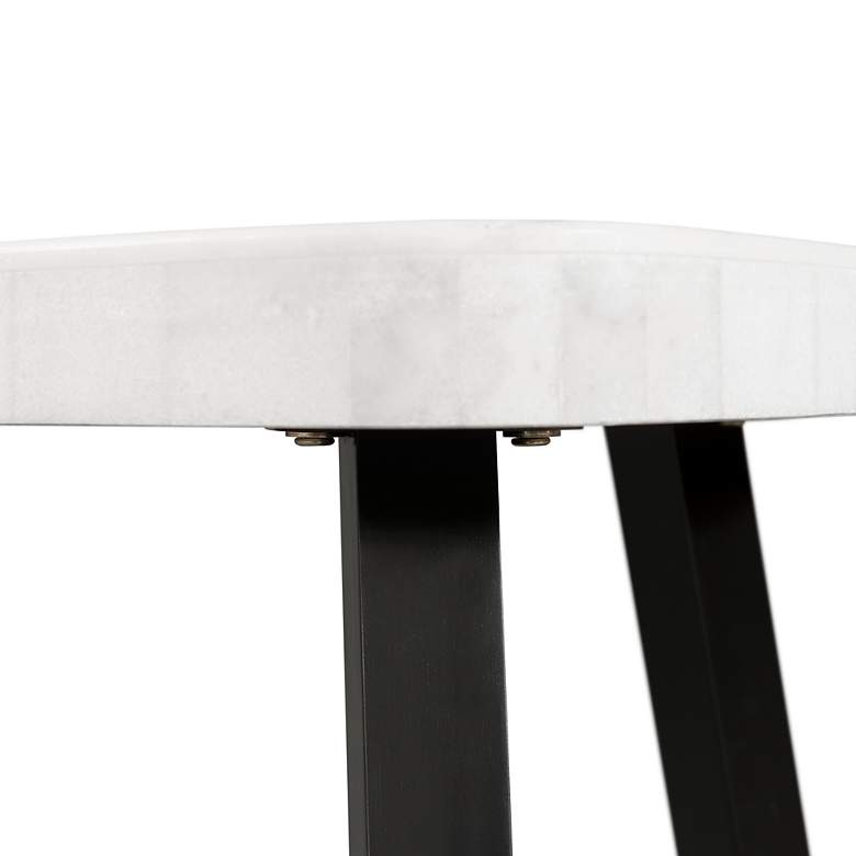 Image 4 Trinity 24" Wide White Marble and Black Wood End Table more views
