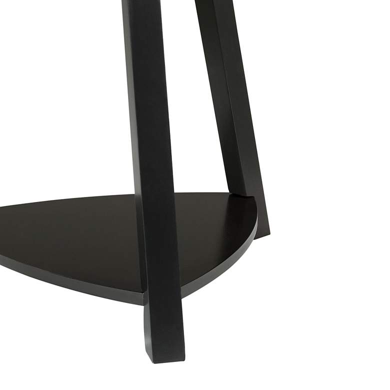 Image 5 Trinity 24" Wide White Marble and Black Wood End Table more views