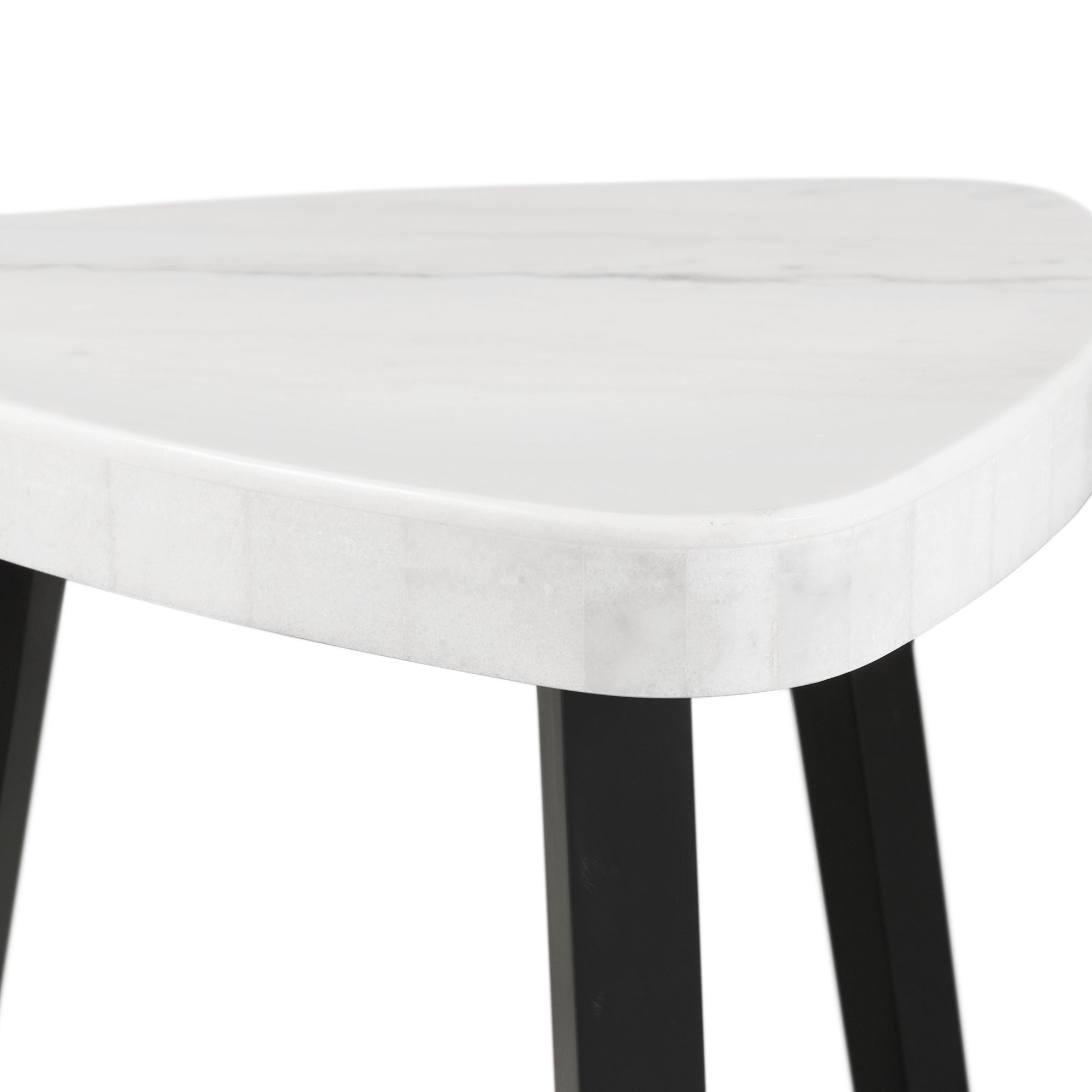 Image 6 Trinity 24" Wide White Marble and Black Wood End Table more views