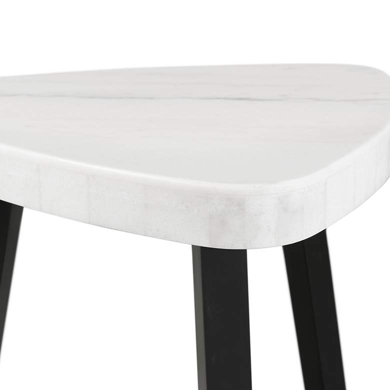 Image 6 Trinity 24" Wide White Marble and Black Wood End Table more views